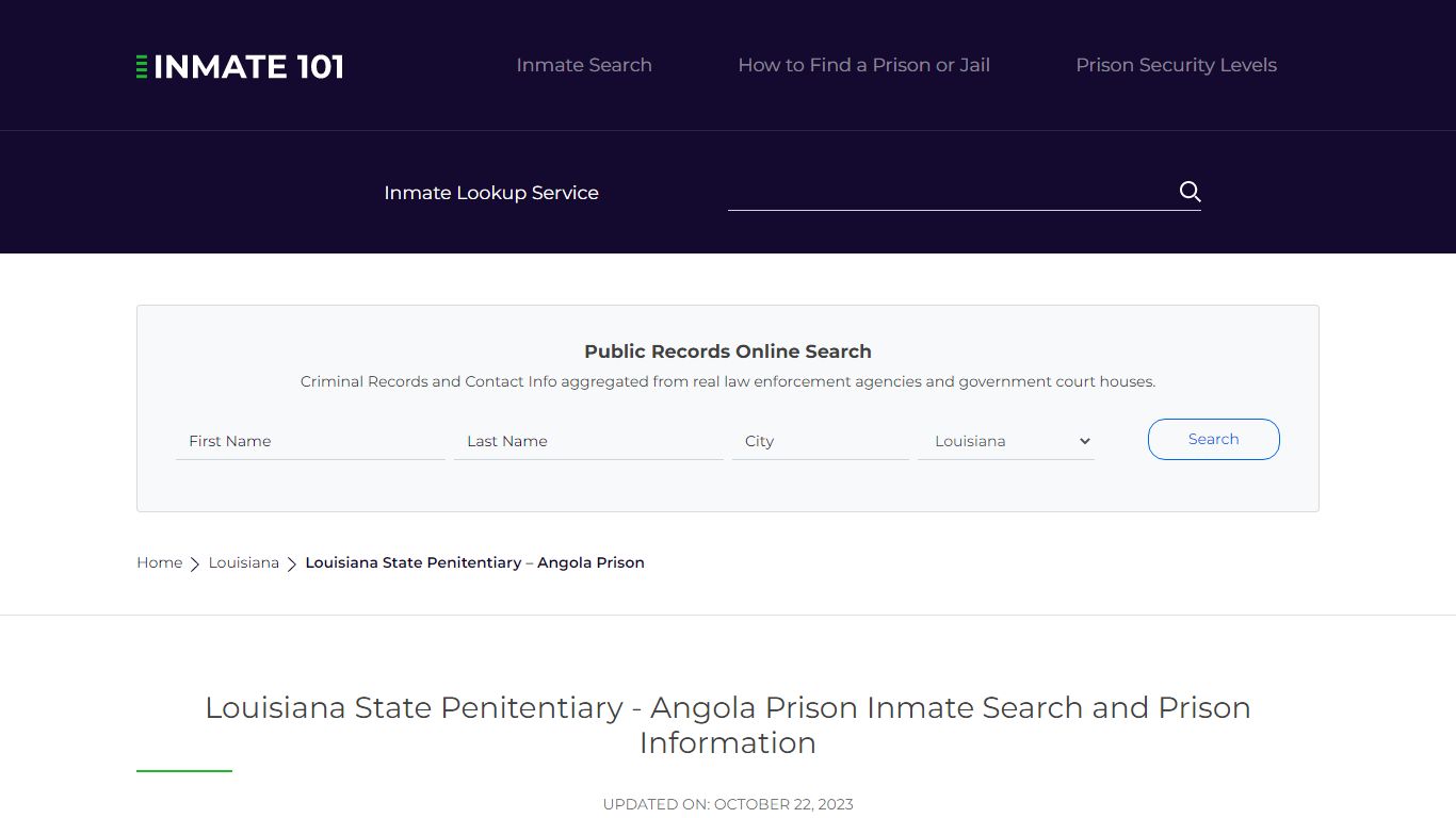 Louisiana State Penitentiary - Angola Prison Inmate Search, Visitation ...