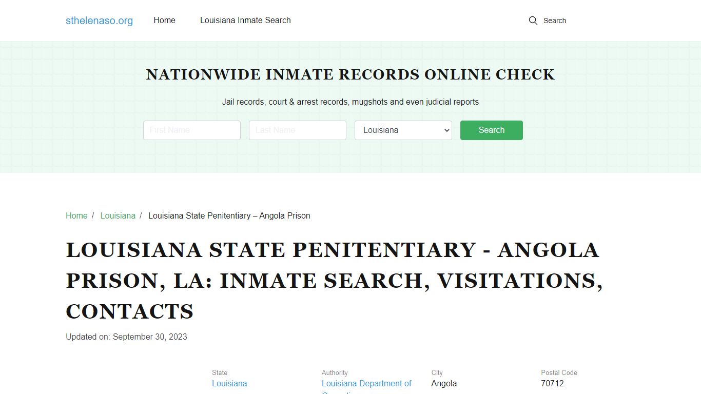 Louisiana State Penitentiary - Angola Prison, LA: Inmate Search ...